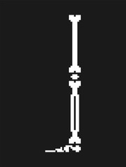 Bone Leg pixel art. Bones anatomy 8 bit. Pixelate Human Skeleton system 16bit. Old game computer graphics style