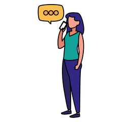 young woman modeling with speech bubble