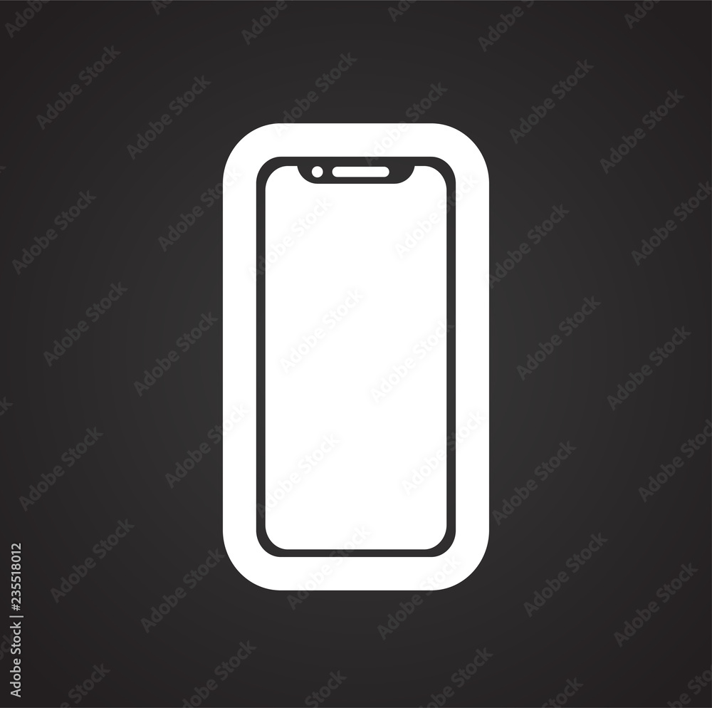 Poster smart phone icon on black background for graphic and web design, modern simple vector sign. internet