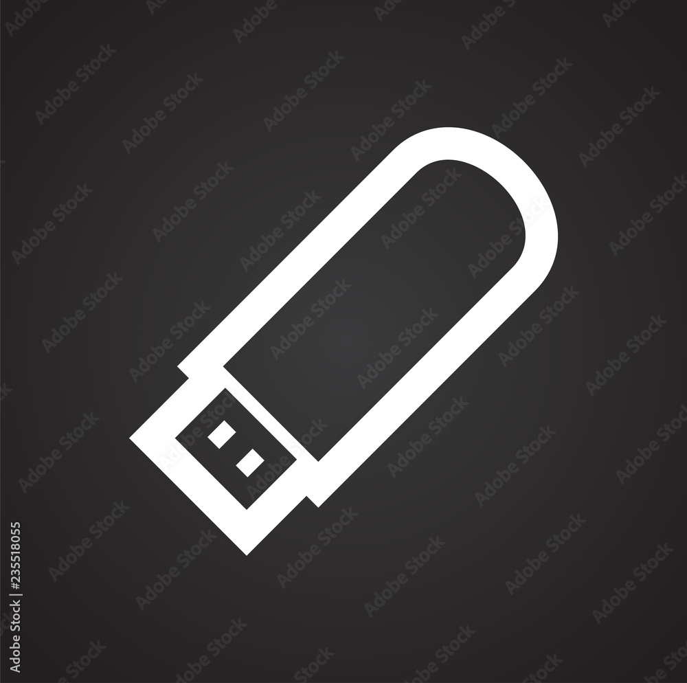 Poster flash data drive disc icon on black background for graphic and web design, modern simple vector sign