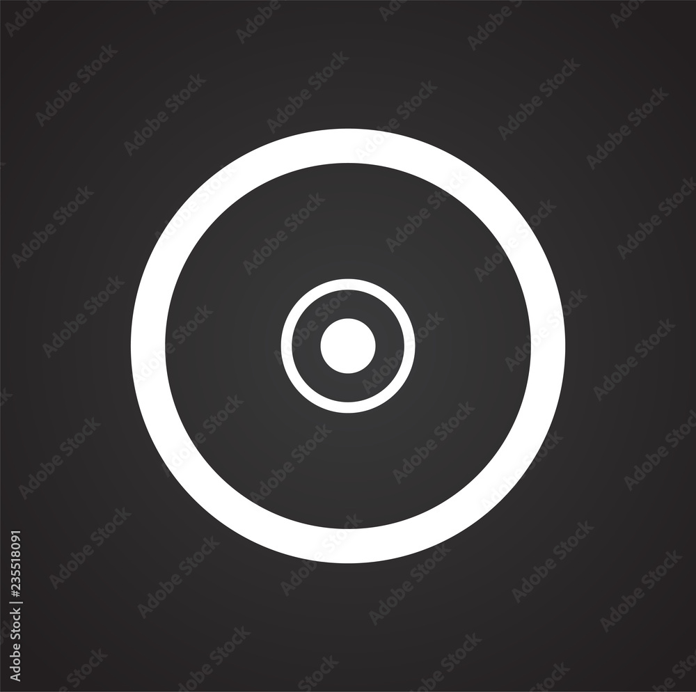Poster digital data disc icon on black background for graphic and web design, modern simple vector sign. in