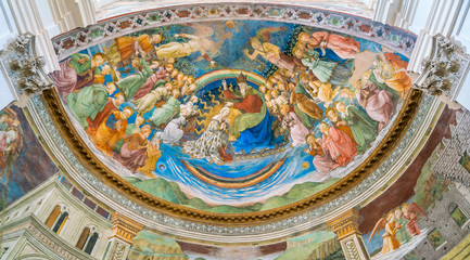 Frescoed apse by Filippo Lippi, in the Duomo of Spoleto. Umbria, central Italy. - obrazy, fototapety, plakaty