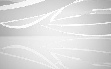 Abstract smooth white interior of the future. Architectural background. 3D illustration and rendering 