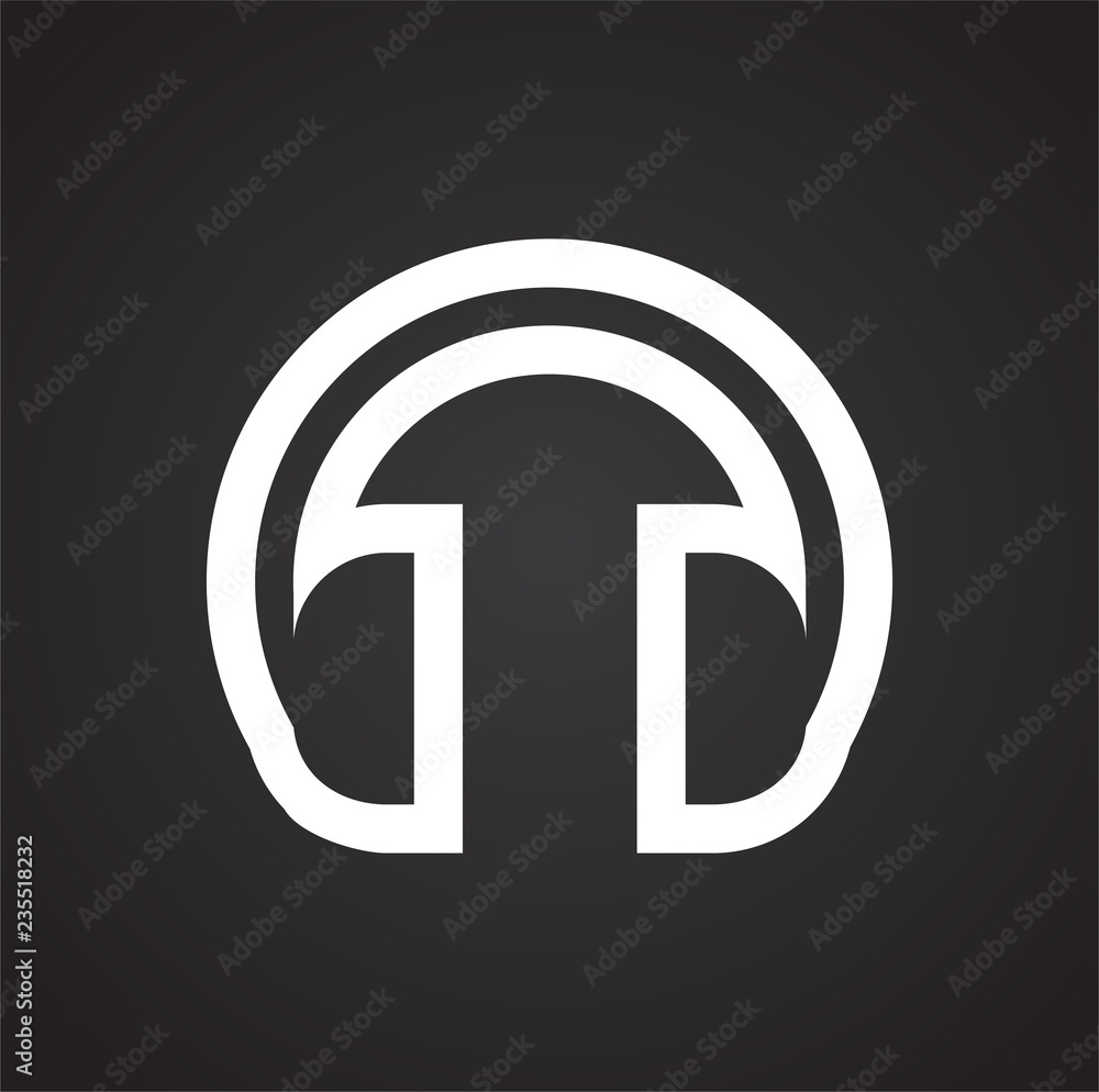 Poster wireless headphones icon on black background for graphic and web design, modern simple vector sign. 