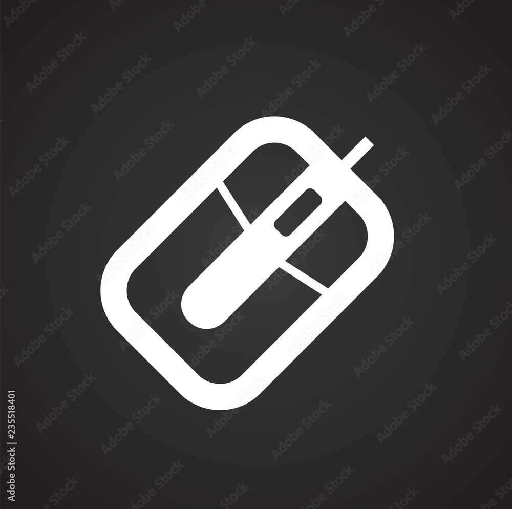 Poster computer gaming mouse icon on black background for graphic and web design, modern simple vector sign