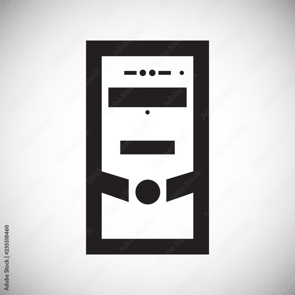 Poster desktop computer icon on white background for graphic and web design, modern simple vector sign. int