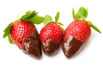 berry ripe strawberries in chocolate on a white background.
