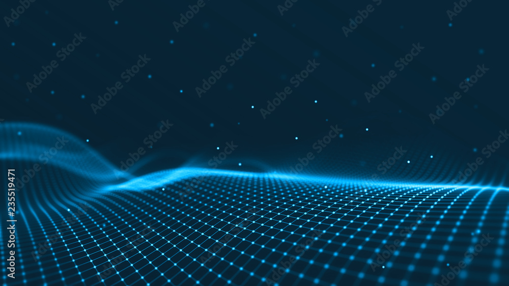 Poster abstract 3d technology and science neon visualization. blockchain and cryptocurrency. digital wallpa