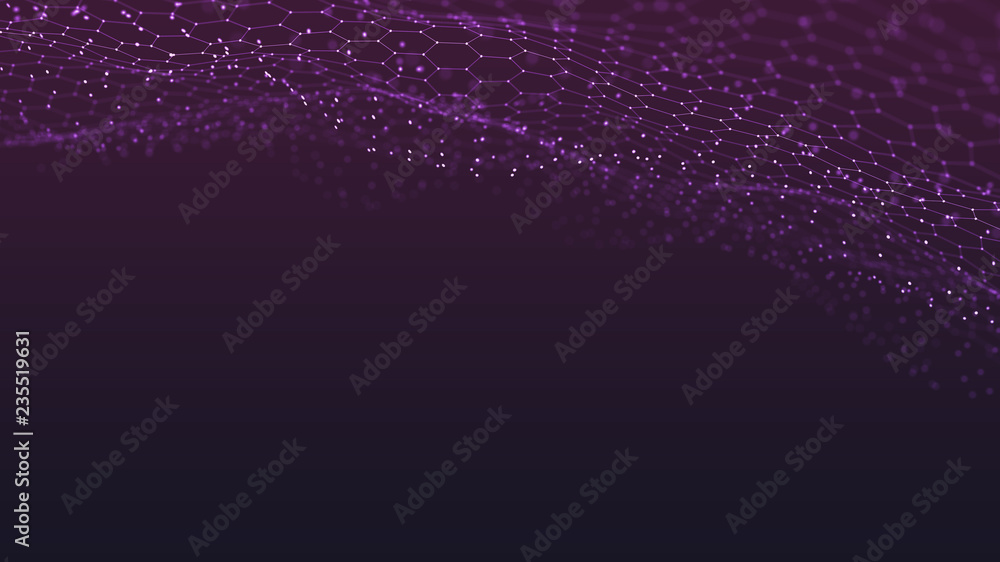 Poster abstract 3d technology and science neon visualization. blockchain and cryptocurrency. digital wallpa