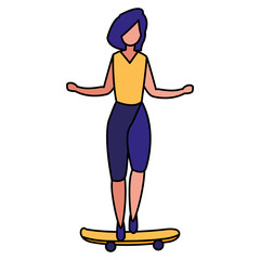young woman in skateboard character