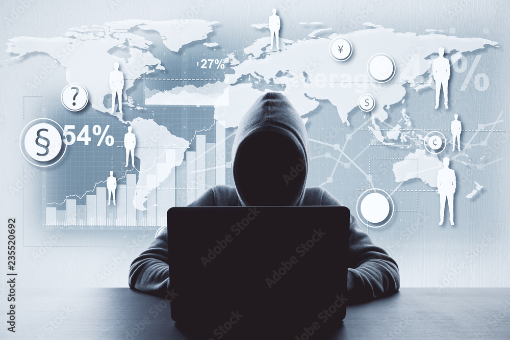 Poster Hacking and data concept