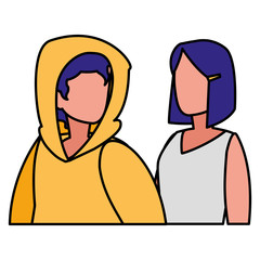 young couple modeling characters