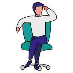 young man sitting in the office chair