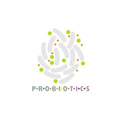 Probiotics logo. Bacteria logo. Concept of healthy nutrition ingredient for therapeutic purposes. Simple flat style trend modern logotype graphic design isolated