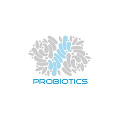 Probiotics logo. Bacteria logo. Concept of healthy nutrition ingredient for therapeutic purposes. Simple flat style trend modern logotype graphic design isolated