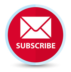 Subscribe (email icon) flat prime red round button