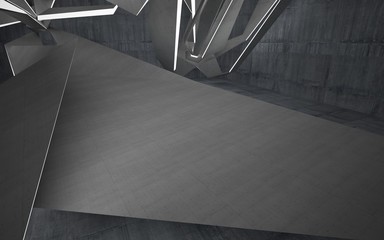 Abstract interior of glass and concrete. Architectural background. 3D illustration and rendering 