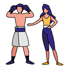 boxer with woman avatars characters