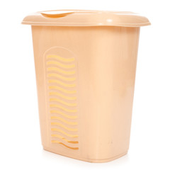 Plastic laundry basket on white background isolation