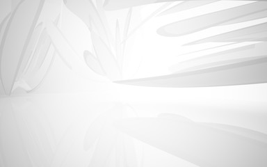 Abstract smooth white interior of the future. Architectural background. 3D illustration and rendering 