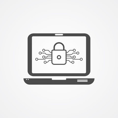 Locked laptop vector icon sign symbol