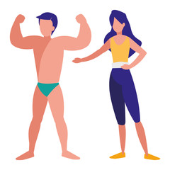 strong man with beautiful woman