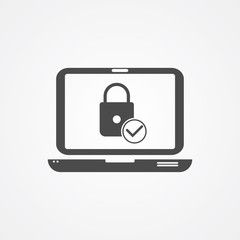 Locked laptop vector icon sign symbol