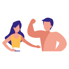 young couple practicing exercice