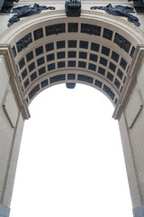Fragment of the triumphal arch isolated on a white background (copy space)