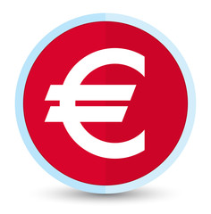 Euro sign icon flat prime red round button