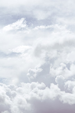 Abstract view on a gray cumulus fluffy clouds as background, texture