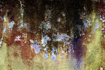 Empty old art texture of plaster brick wall. Painted bad scratched surface in fissures of painted...