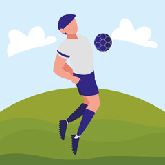 young man playing soccer