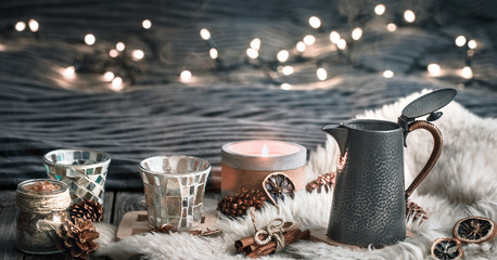 Still life home decorations in the interior of the room