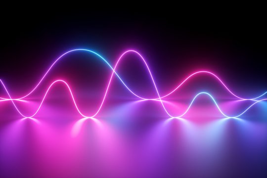 Abstract Neon Purple And Blue Color Light Beam Horizontal Line