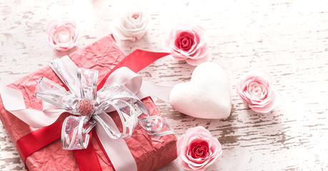 Valentine's Day and mothers day concept, red gift box