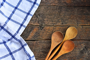 Table Cloth and Wooden Mixing Spoons