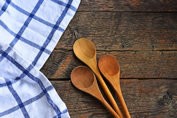 Table Cloth and Wooden Mixing Spoons
