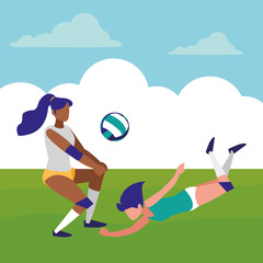 young girls playing volleyball