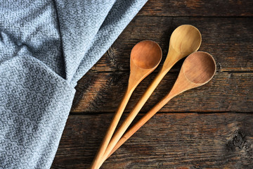 Table Cloth and Wooden Mixing Spoons