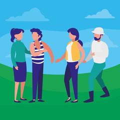 Obraz premium group of young people modeling characters