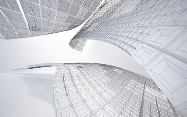 Obraz premium Abstract white interior highlights future. Polygon drawing. Architectural background. 3D illustration and rendering