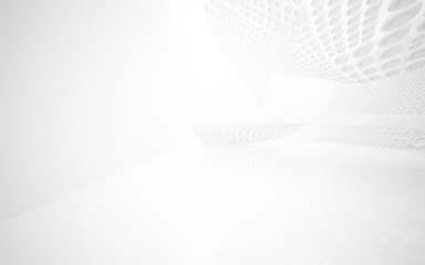 Abstract smooth white interior of the future. Architectural background. 3D illustration and rendering 