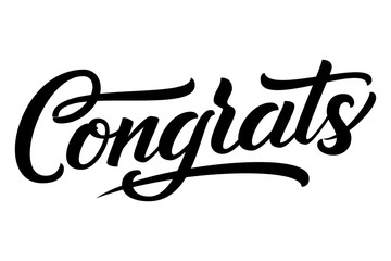 Hand drawn lettering Congrats. Vector Ink illustration. Typography poster on white background. Congratulation, celebration design template for cards, invitations, prints etc.