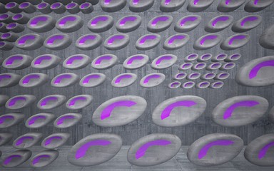 Obraz na płótnie Canvas Empty dark abstract glass violet and concrete smooth interior. Architectural background. 3D illustration and renderin