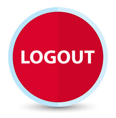Logout flat prime red round button