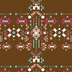 Tribal art pattern. Ethnic geometric print. Aztec colorful repeating background texture. vector illustration.