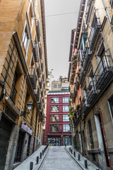 Fototapeta na wymiar Vertical view of a typical street in the center of Madrid