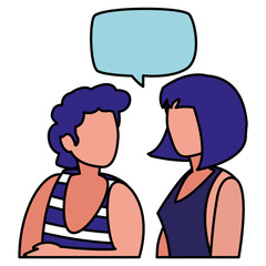 young couple talking characters