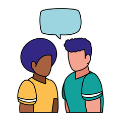 young men couple talking characters